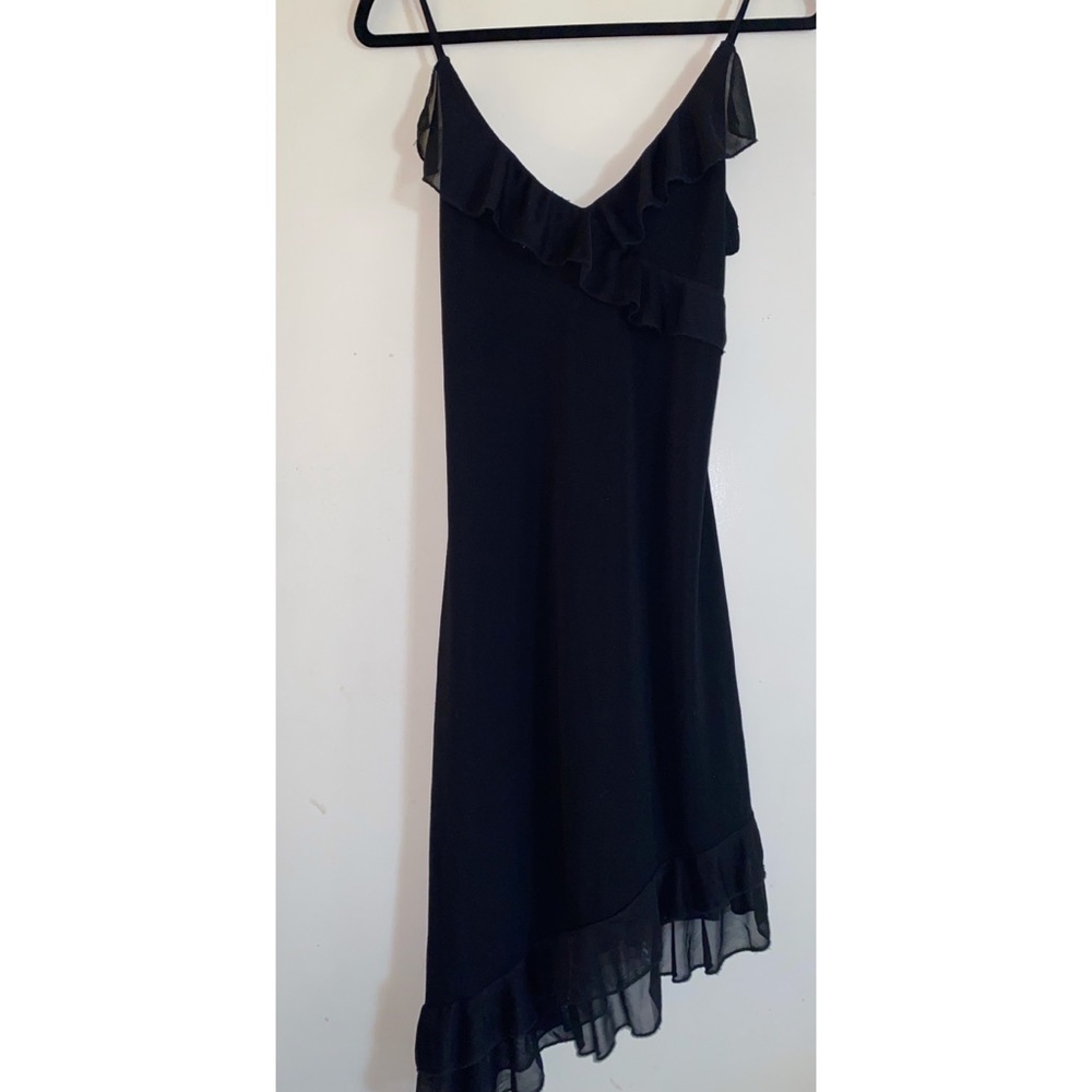 Black Ruffle Asymmetrical Dress 90s Vibes